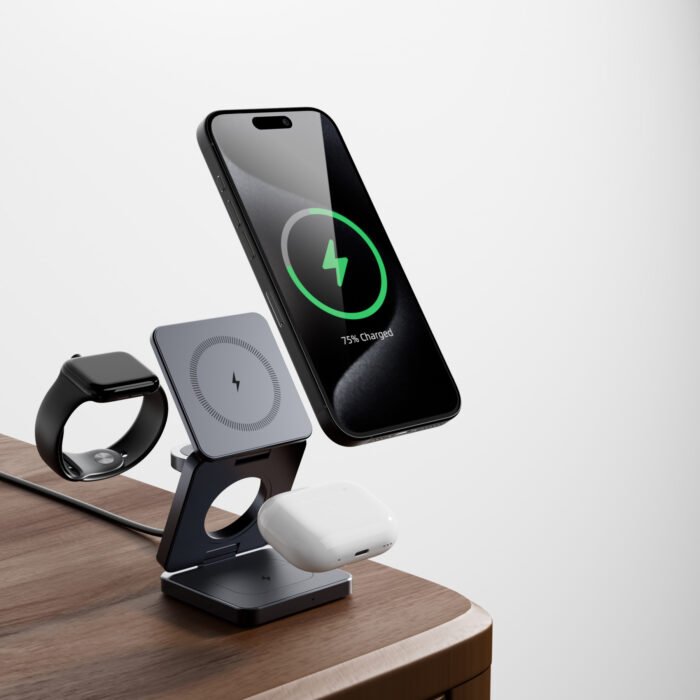 2025 Magnetic Desktop Wireless Charger Qi2 Three-in-One Magsafe Suitable for Apple Huawei Support Watch Earphones Mobile Phone Multi-function Charging Dock Base Stand - Image 1