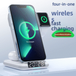 4-in-1 Wireless Charger with Clock Vertical Wireless Charging Stand for Apple Watch, Phone, and Earphones - Alibaba - Image 2
