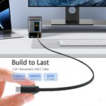 105W Dual Retractable Cable Multi-Port Desktop Charger 2-in-1 Wireless Charger with USB-C Port for Blind Plug-in 65W with LED Ambient Light - Image 5