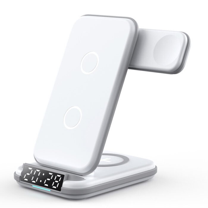 4-in-1 Wireless Charger with Clock Vertical Wireless Charging Stand for Apple Watch, Phone, and Earphones - Alibaba - Image 4