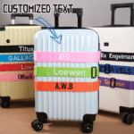 1 Custom Embroidered Luggage Strap with Personalized Name Text - Durable Nylon Adjustable Shoulder Strap, Colorful Luggage Protector and Logo, Suitable for Suitcases, Handbags, Airports (Hand Washable), Fashionable Travel Accessory, Sturdy Closure Design