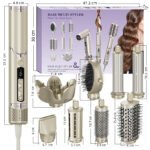 ANIEKIN 5 in 1 Curling Iron Set, Fast Heat Up Curling Wand from 3/8 to 1 1/4 Inch and a Thermal Brush Come with, Dual Voltage Hair Curler for Women All Hair Types and Travel Use, Gifts for Women