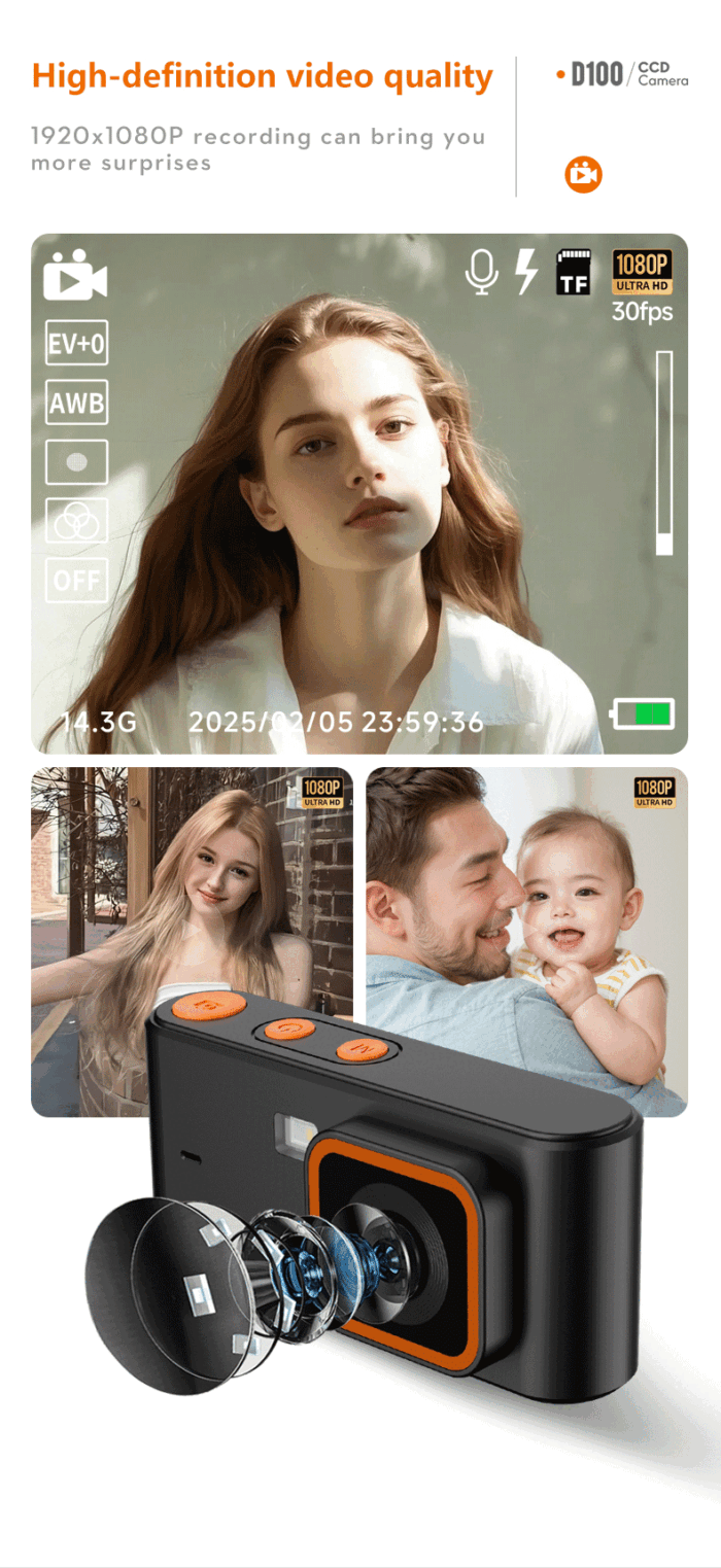 Mini/New C1 Digital Camera Vlog HD Video Shooting Portable Flip Touch Selfie Camera - Image 4