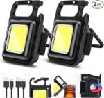 Samyoung 2 Pack 2400LM Magnetic Rechargeable Work Light, 28 Hours Long Lasting Stepless 2700-8000K White & Warm Bright Portable LED Work Light, Ultralight 360°Rotating with Hook(Yellow)
