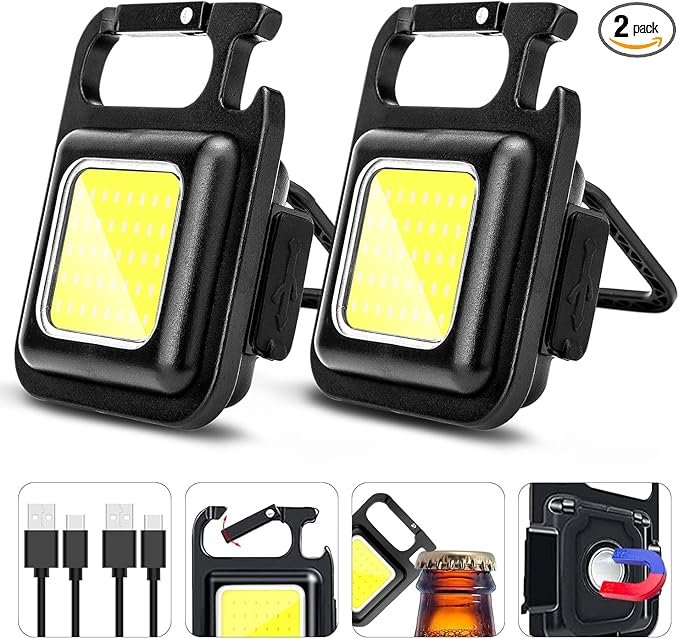 中图_1 Samyoung 2 Pack 2400LM Magnetic Rechargeable Work Light, 28 Hours Long Lasting Stepless 2700-8000K White & Warm Bright Portable LED Work Light, Ultralight 360°Rotating with Hook(Yellow) - Afbeelding 1