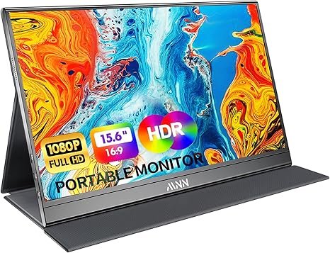 中图_1 Portable Monitor 15.6inch 1080P FHD USB-C, HDMI Computer Display HDR IPS Gaming Monitor w/Premium Smart Cover & Screen Protector, Speakers, for Laptop PC MAC Phone PS4 Xbox Switch:圖片 1