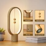 Wooden LED Battery Wall Light with Touch Switch Magnetic Cabinet Lamp 360°Rotatable Dimmable Mirror Light USB Rechargeable Wall Sconce for Bedroom Wardrobe Cabinet Bathroom Vanity Bedside