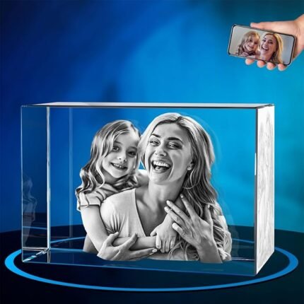 ArtPix 3D Crystal Photo, Personalized Gifts for Women, Wife, Men, Mom, Father, Her, Him, Dad, Grandpa, Great Customized Gift with Your Own Photo, Custom Glass 3D Laser Etched Picture Wedding - Heart