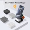 3 in 1 Wireless Charging Station Magnetic Wireless Charger,Portable Foldable Travel Essential with Nightlight Fast Charger Stand for iPhone 17 Pro Max/17 Pro/17Air/17/16/15/14/13,AirPods&Apple Watch
