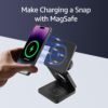 3 in 1 Wireless Charging Station Magnetic Wireless Charger,Portable Foldable Travel Essential with Nightlight Fast Charger Stand for iPhone 17 Pro Max/17 Pro/17Air/17/16/15/14/13,AirPods&Apple Watch
