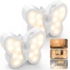 MY BEAUTY LIGHT Bright Dimmable Butterfly LED Night Light, Smart Motion Sensor Night Light Lamp with Spotlight and 2 Color Temperature, Magnetic Rechargeable Nightlight for Kids Room, Wall