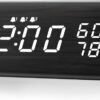 1 Digital Alarm Clock, with Wooden Electronic LED Time Display, 3 Alarm Settings, Humidity & Temperature Detect, Wood Made Electric Clocks for Bedroom, Bedside (Black)