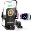 Phone Holders for Car, Cell Phone Mount 15W Wireless Car Charger with Induction Opening and Closing Air Vent Phone Stand with Smart Screen Rotation for Car Truck Accessories iPhone Samsung