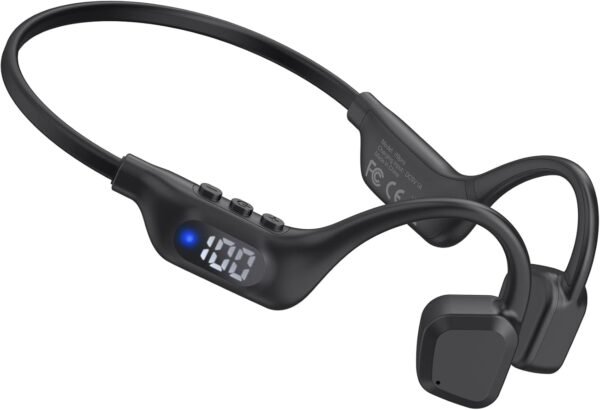 Bone Conduction Headphones, 14H Playtime Bluetooth 6.0 Open-Ear Earbuds with Mic, IPX5 Waterproof Lightweight Headset, Wireless Sport Earphones for Running, Cycling, Gym Workouts(Black