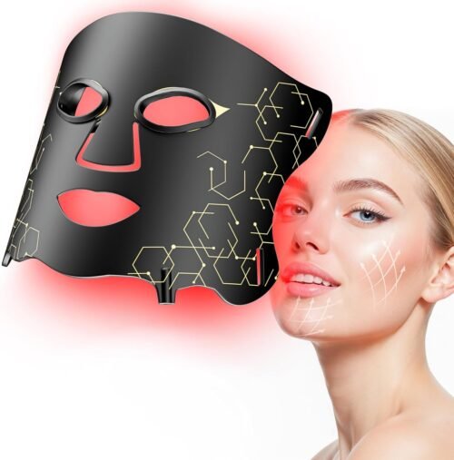 FDA-Cleared Red Light Therapy for Face & Neck, Rechargeable 7-in-1 LED with 850nm & 660nm NIR, Hands-Free Silicone for Anti-Aging, Wrinkle Reduction & Sensitive Skin During Yoga or Work