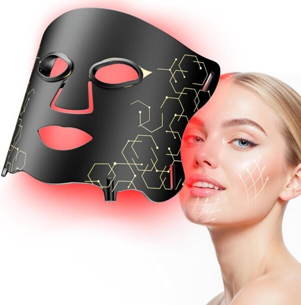 FDA-Cleared Red Light Therapy for Face & Neck, Rechargeable 7-in-1 LED with 850nm & 660nm NIR, Hands-Free Silicone for Anti-Aging, Wrinkle Reduction & Sensitive Skin During Yoga or Work