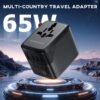 Universal Travel Adapter GaN 65W Fast Charger, 3 USB-C (Each 65W) & 1 USB-A (PD 45W), 2500W AC Outlet, International Power Adapter for Europe, UK, US, Australia, Worldwide Travel Plug Adapter