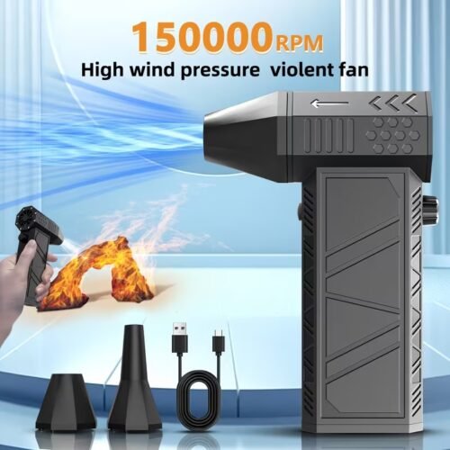 Powerful Fan - Portable Turbo Cooling Fan - Compressed Air Dust Collector, 150,000 RPM High-Speed Brushless Motor, Large Capacity Etric Snow Blower & Outdoor Powerful Garden Cleaner! Suitable for cars, precision electronic equipment, cleaning window and door gaps, and outdoor BBQ charcoal blowing!