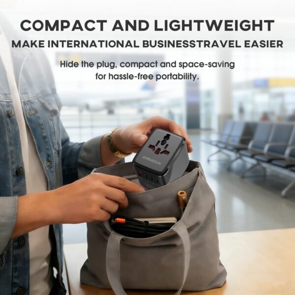 Universal Travel Adapter GaN 65W Fast Charger, 3 USB-C (Each 65W) & 1 USB-A (PD 45W), 2500W AC Outlet, International Power Adapter for Europe, UK, US, Australia, Worldwide Travel Plug Adapter