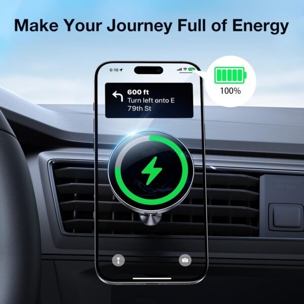 LISEN for 15W MagSafe Car Mount Charger,MagSafe Charger,Wireless Car Charger,Magnetic Phone Holder for Car,Phone Holders for Your Car Accessories for Women Men Jeep Ford F150 for iPhone 17-12,Samsung