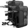 Travel Adapter with USB, Universal All in One Worldwide Travel Adapter Power Converters Wall Charger AC Power Plug Adaptor with 2 USB Ports Charging Ports for USA EU UK AUS