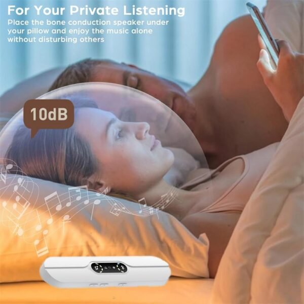 Under Pillow Speakers for Sleeping Bluetooth, Bone Conduction Technology, 3D White Noise Generator, Volume Control & Sleep Timer, TF Card Support Side Sleeper Friendly