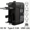 Travel Adapter with USB, Universal All in One Worldwide Travel Adapter Power Converters Wall Charger AC Power Plug Adaptor with 2 USB Ports Charging Ports for USA EU UK AUS