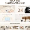 Enabot EBO ROLA Mini FamilyBot 2K Pet Camera Robot: Movable Indoor Camera Battery-Powered with Phone App, One-Touch Call, 2-Way Talk, Night Vision, Motion Detection, Video Recording