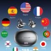 AI Translation Earbuds Real Time 198 Languages 80H Playtime Translator EarBuds Audifonos Traductores Inglés Español Wireless Earphones Bluetooth Headphones for Travel Business Meeting Learning Black