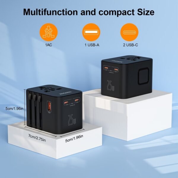 Ceptics Universal Travel Adapter, 45W International Power Adapter with PD & QC 3.0 Dual USB-C, 3 USB Travel Adapter Worldwide, Type I C G A Outlets 110V 220V A/C - EU Euro US UK (11-KU)