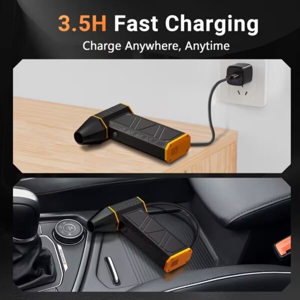 Powerful Fan - Portable Turbo Cooling Fan - Compressed Air Dust Collector, 150,000 RPM High-Speed Brushless Motor, Large Capacity Etric Snow Blower & Outdoor Powerful Garden Cleaner! Suitable for cars, precision electronic equipment, cleaning window and door gaps, and outdoor BBQ charcoal blowing!