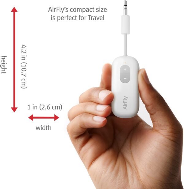 Twelve South AirFly SE | Bluetooth Wireless Audio Transmitter Adapter for AirPods/Headphones, 20+ Hr Battery, Works with 3.5mm aux Jacks on Airplanes, TVs, Gym Equipment, and Travel