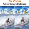 Action Camera 5K 30FPS 20MP Waterproof Camera 100FT Underwater EIS Sports Cam with Touch Screen, 170° Wide Angle, Remote Control, WiFi, 5X Zoom for Snorkeling, Diving, Cycling, and Vlogging