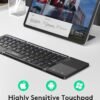 Samsers Foldable Bluetooth Keyboard with Touchpad - Portable Wireless Keyboard with Holder, Rechargeable Full Size Ultra Slim Pocket Folding Keyboards for Android Windows iOS Tablet & Laptop - Black