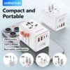 TESSAN Universal Travel Adapter, 65W GaN International Plug Adaptor with 4 USB(2 USB C) Charging Ports, Worldwide Power Outlet for US to European EU UK AUS Ireland(Type C/G/A/I)