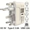 Travel Adapter with USB, Universal All in One Worldwide Travel Adapter Power Converters Wall Charger AC Power Plug Adaptor with 2 USB Ports Charging Ports for USA EU UK AUS