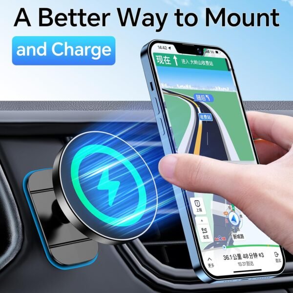 LISEN for 15W MagSafe Car Mount Charger,MagSafe Charger,Wireless Car Charger,Magnetic Phone Holder for Car,Phone Holders for Your Car Accessories for Women Men Jeep Ford F150 for iPhone 17-12,Samsung