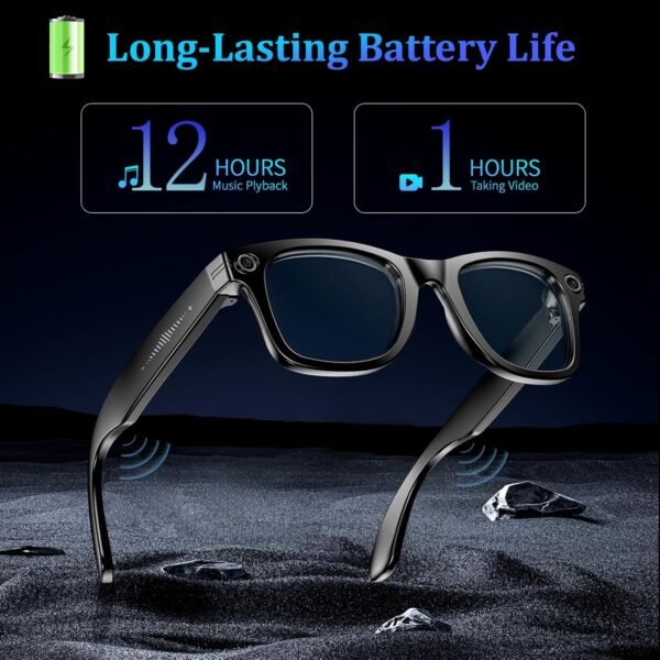 AI Smart Glasses with 8MP Camera, 1080P Video & HD Photo, Bluetooth Audio, AI Voice Assistant, Real-Time Translation, Object Recognition, Noise-Cancel Calls, Photochromic +2 Sunglasses Lenses