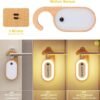 Hotel Door Sign Night Light with Motion Sensor, Reusable Message Board Doorknob Lamp, Wooden Finish LED Light for Bedroom Bathroom, Rechargeable Hook Design, 1-Pack