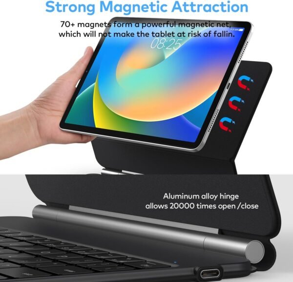 runelk Keyboard Case for iPad 10th Generation 2022 & 11th (A16, 2025) – Magic-Style Keyboard with Multi-Touch Trackpad – Floating Cantilever Stand – Magnetic Case for iPad 10.9 inch 10th / 11th Gen.