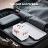 TESSAN Universal Travel Adapter, 65W GaN International Plug Adaptor with 4 USB(2 USB C) Charging Ports, Worldwide Power Outlet for US to European EU UK AUS Ireland(Type C/G/A/I)