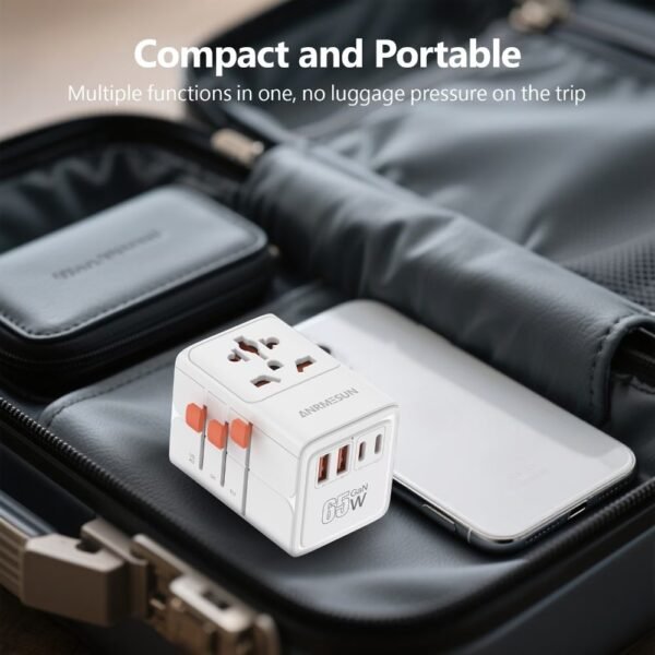 TESSAN Universal Travel Adapter, 65W GaN International Plug Adaptor with 4 USB(2 USB C) Charging Ports, Worldwide Power Outlet for US to European EU UK AUS Ireland(Type C/G/A/I)