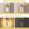 Hotel Door Sign Night Light with Motion Sensor, Reusable Message Board Doorknob Lamp, Wooden Finish LED Light for Bedroom Bathroom, Rechargeable Hook Design, 1-Pack