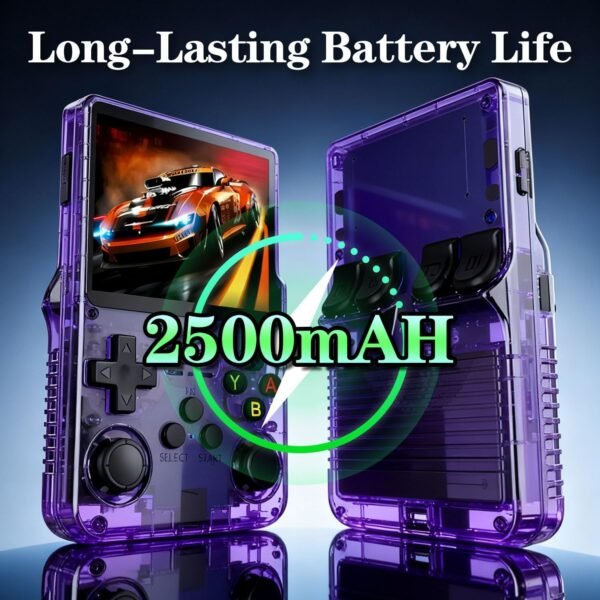 R36S Retro Handheld Game Console, 64GB Built-in Games, Save & Load Function, 3.5" IPS Screen, Portable Emulator Gaming Console for Travel, Adults & Kids (Purple R36s 3.5")