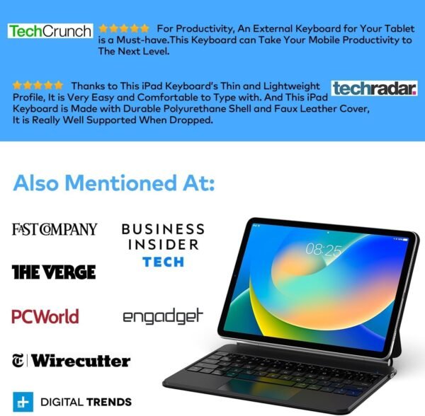 runelk Keyboard Case for iPad 10th Generation 2022 & 11th (A16, 2025) – Magic-Style Keyboard with Multi-Touch Trackpad – Floating Cantilever Stand – Magnetic Case for iPad 10.9 inch 10th / 11th Gen.