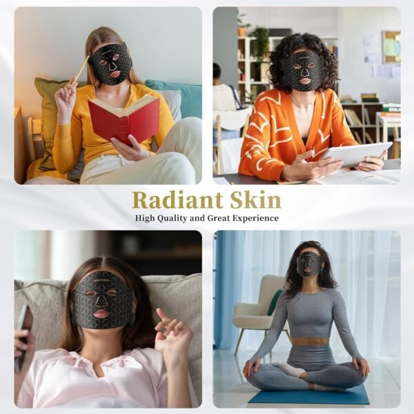 Red Light Therapy Mask for Face & Neck – 4 Light Modes with 850nm NIR, Red, Yellow & Blue LED Light Therapy, 2600mAh Rechargeable LED Face Mask for Anti-Aging, Skin Firming & Radiant Glow at Home