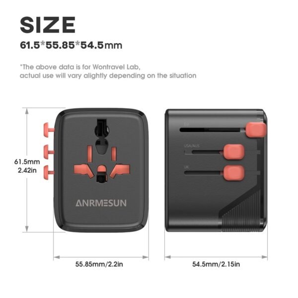 Universal Travel Adapter GaN 65W Fast Charger, 3 USB-C (Each 65W) & 1 USB-A (PD 45W), 2500W AC Outlet, International Power Adapter for Europe, UK, US, Australia, Worldwide Travel Plug Adapter