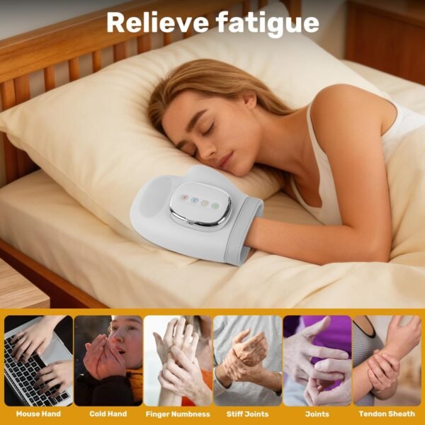 Hand Massager with Heat and Compression, 2026 Professional Cordless Electric Hand Massager with 3 Massage 5 Compression 3 Temperatures Suitable for Wrists and Fingers (White)