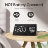 6 Digital Alarm Clock, with Wooden Electronic LED Time Display, 3 Alarm Settings, Humidity & Temperature Detect, Wood Made Electric Clocks for Bedroom, Bedside (Black)