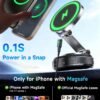 for MagSafe Car Mount Charger, 15W Fast Charging Magnetic Wireless Car Charger, Vacuum Magnetic Phone Holder [120LBS Ultra Suction Cup & 3000gf Magnet ] 780° Dashboard Car Bracket for iPhone & Android